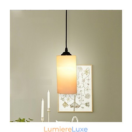 Lampe à suspension ronde droite en verre à tête unique Lampe à suspension ronde droite en verre à tête unique