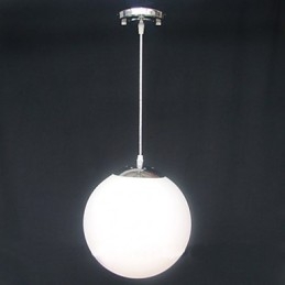 Lustre décoratif en forme de boule de verre blanche