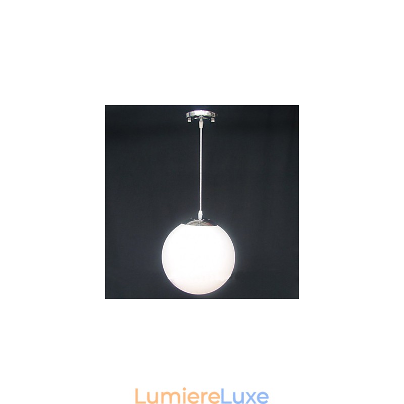 Lustre décoratif en forme de boule de verre blanche