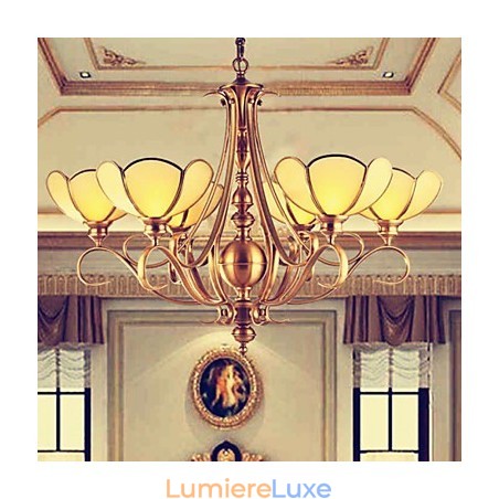 Lustre traditionnel classique rustique en laiton et métal Lustre traditionnel classique rustique en laiton et métal