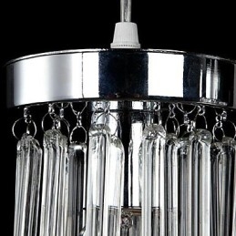 Suspension moderne contemporaine en métal chromé et cristal