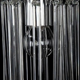 Suspension moderne contemporaine en métal chromé et cristal