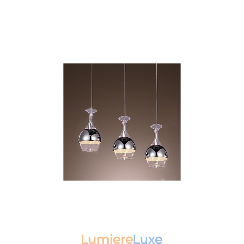 Suspension créative à 3 lumières de style français en forme de gobelet