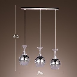 Suspension créative à 3 lumières de style français en forme de gobelet