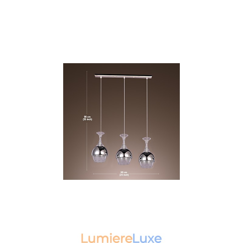 Suspension créative à 3 lumières de style français en forme de gobelet