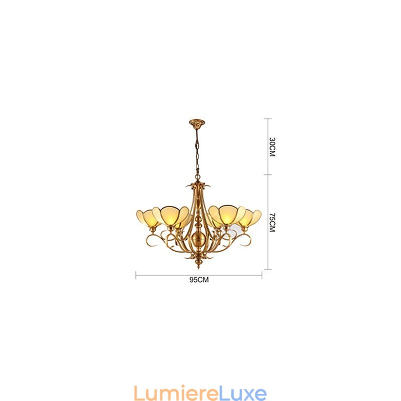 Lustre traditionnel classique rustique en laiton et métal