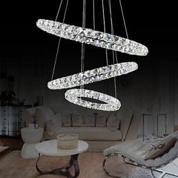 Suspension contemporaine moderne en métal chromé et cristal 44 W