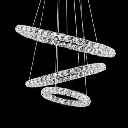 Suspension contemporaine moderne en métal chromé et cristal 44 W