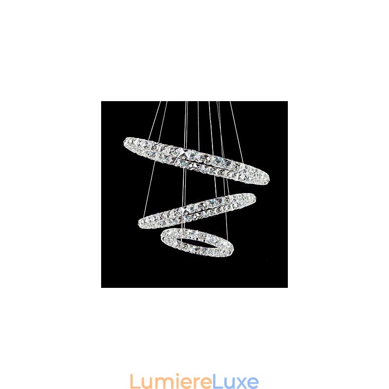 Suspension contemporaine moderne en métal chromé et cristal 44 W