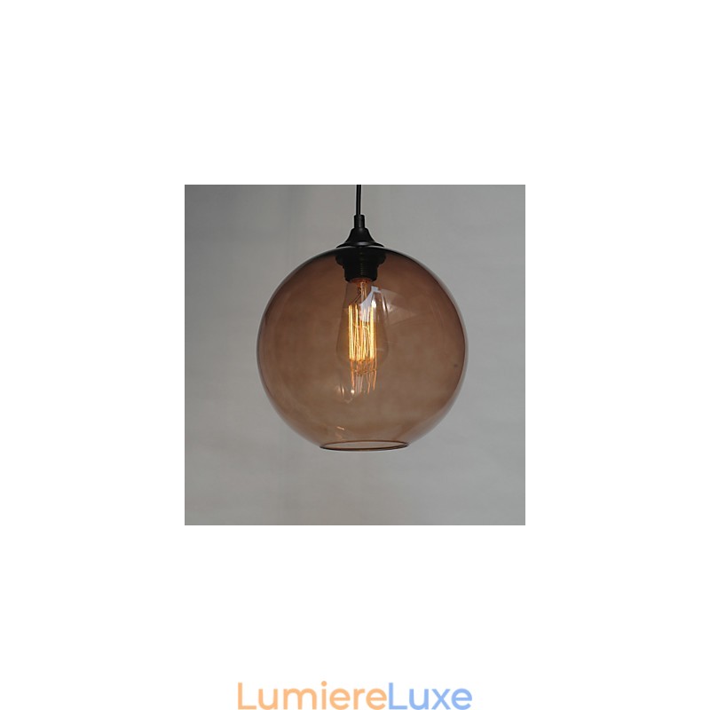 Suspension moderne en verre au design rond et brun à bulles