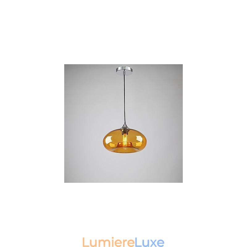Suspension moderne à 1 lumière avec abat-jour transparent