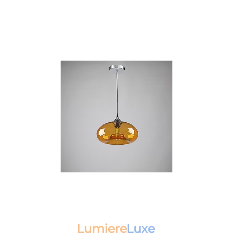 Suspension moderne à 1 lumière avec abat-jour transparent