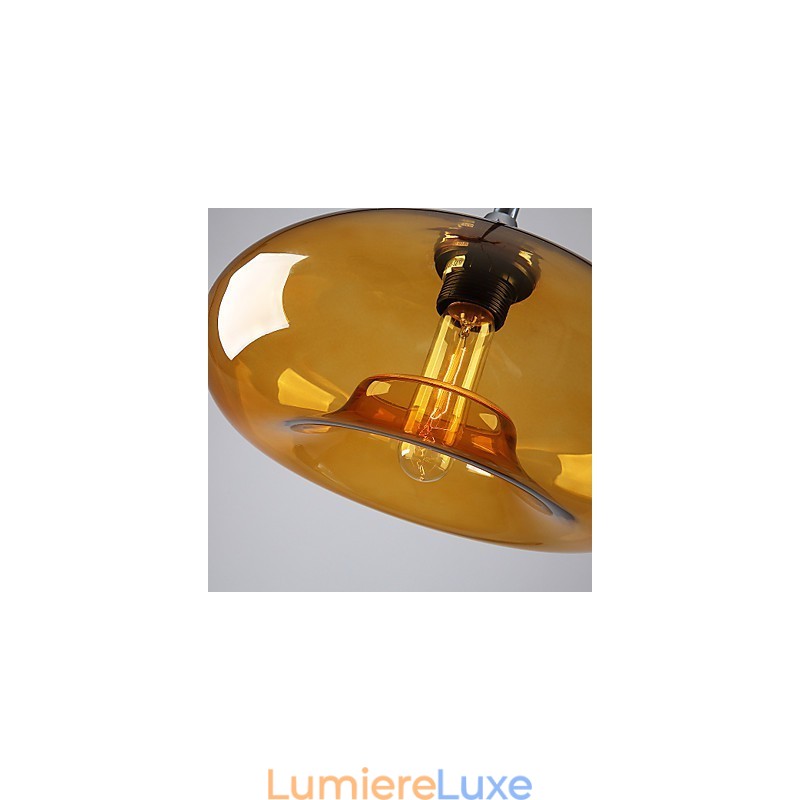 Suspension moderne à 1 lumière avec abat-jour transparent