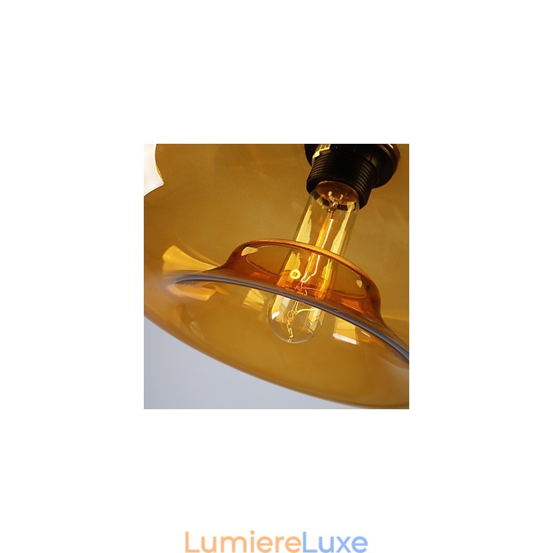Suspension moderne à 1 lumière avec abat-jour transparent