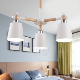 Lustre en bois contemporain moderne à 3 lumières