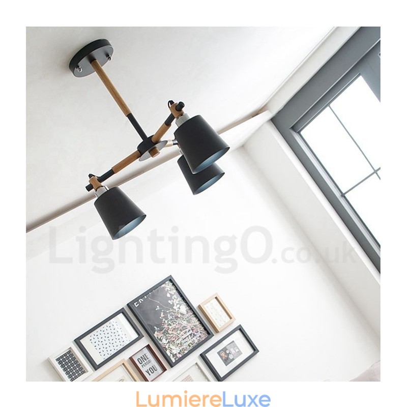 Lustre en bois contemporain moderne à 3 lumières