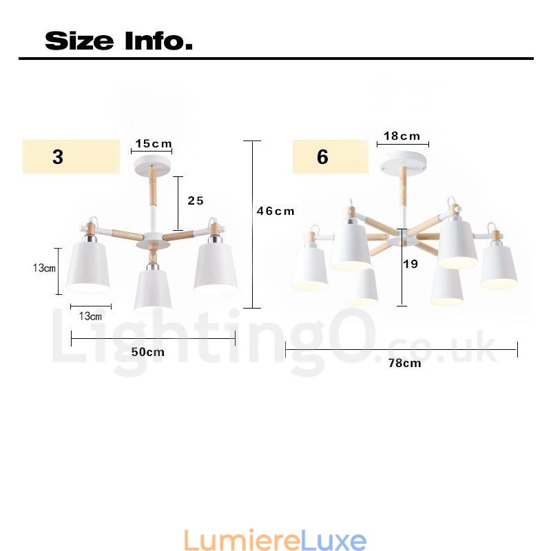 Lustre en bois contemporain moderne à 3 lumières