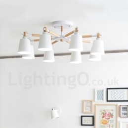 Lustre en bois contemporain moderne à 8 lumières