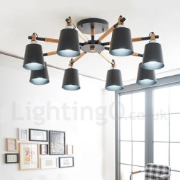 Lustre en bois contemporain moderne à 8 lumières
