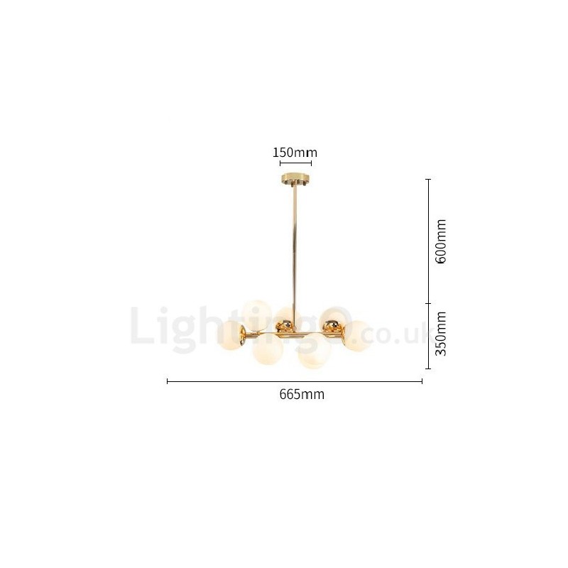 Lustre contemporain moderne à 8 lumières avec abat-jour en verre