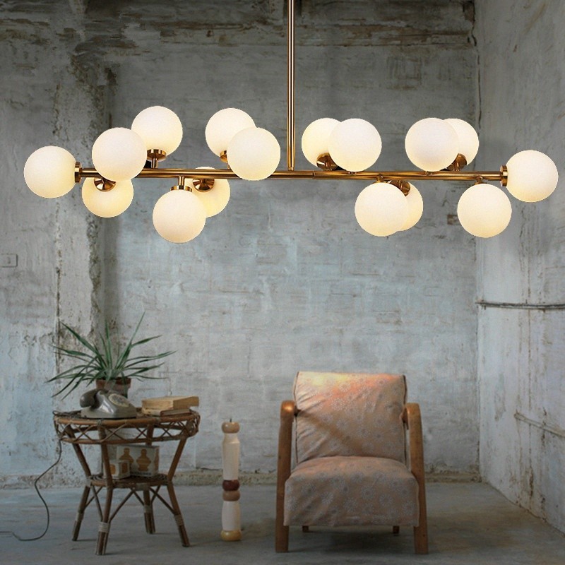 Lustre contemporain moderne à 16 lumières avec abat-jour en verre et lampe