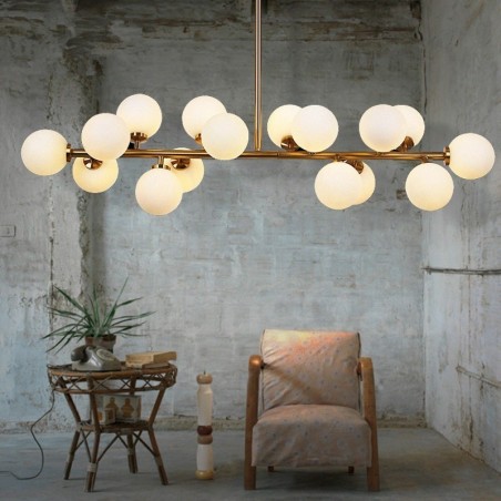 Lustre contemporain moderne à 16 lumières avec abat-jour en verre et lampe Lustre contemporain moderne à 16 lumières avec abat-jour en verre et lampe