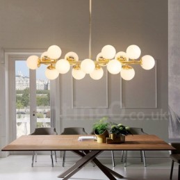 Lustre contemporain moderne à 16 lumières avec abat-jour en verre et lampe