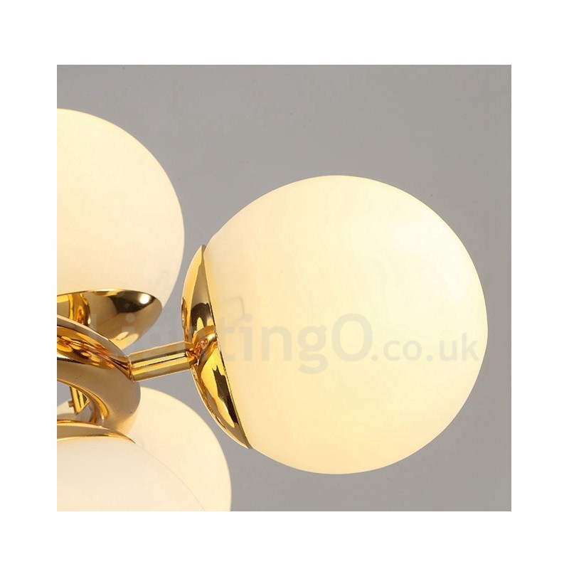 Lustre contemporain moderne à 16 lumières avec abat-jour en verre et lampe