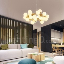 Lustre contemporain moderne à 24 lumières avec abat-jour en verre
