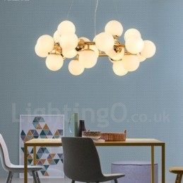 Lustre contemporain moderne à 24 lumières avec abat-jour en verre
