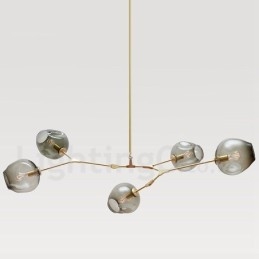 Lustre contemporain moderne à 5 lumières avec abat-jour en verre