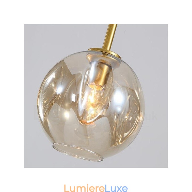 Lustre contemporain moderne à 7 lumières avec abat-jour en verre transparent et lampe