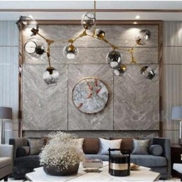 Lustre doré à 10 lumières avec abat-jour en verre, style contemporain moderne