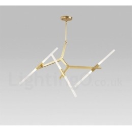 Lustre contemporain moderne à 6 lumières à 2 niveaux (noir doré)
