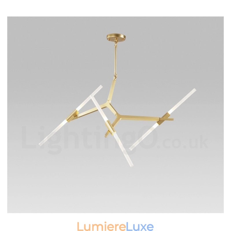 Lustre contemporain moderne à 6 lumières à 2 niveaux (noir doré)