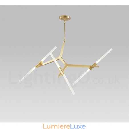 Lustre contemporain moderne à 6 lumières à 2 niveaux (noir doré) Lustre contemporain moderne à 6 lumières à 2 niveaux (noir doré)