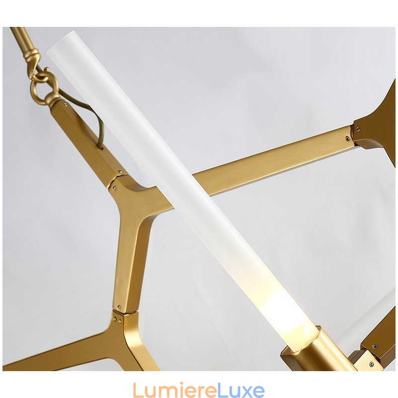 Lustre contemporain moderne à 6 lumières à 2 niveaux (noir doré)