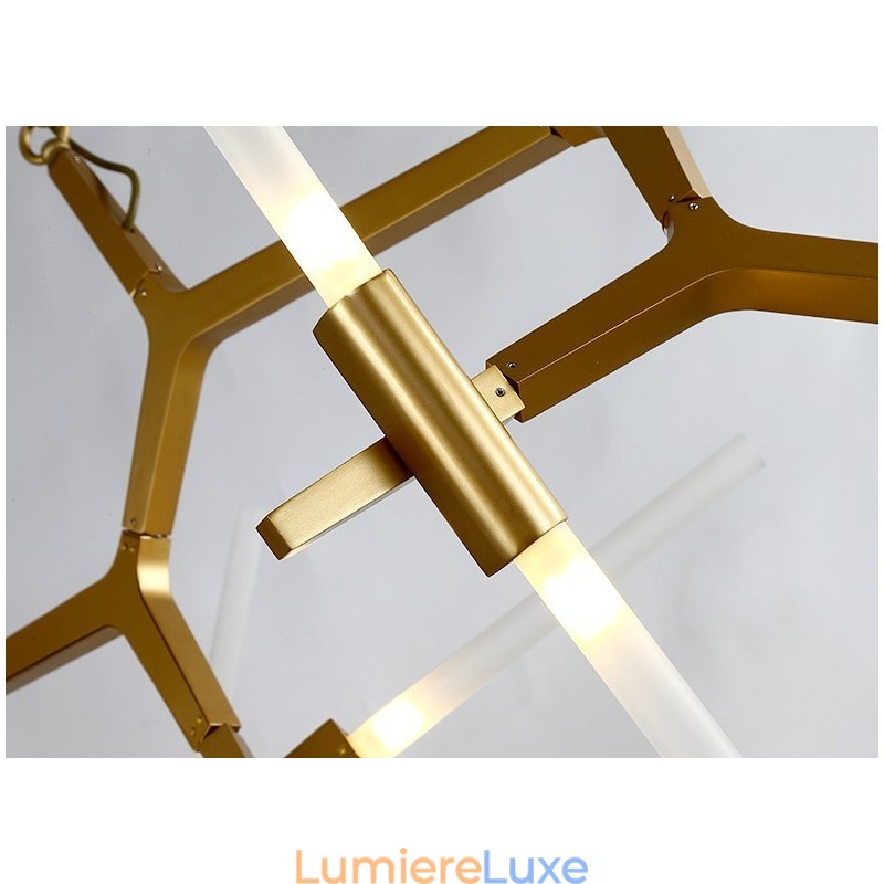 Lustre contemporain moderne à 6 lumières à 2 niveaux (noir doré)