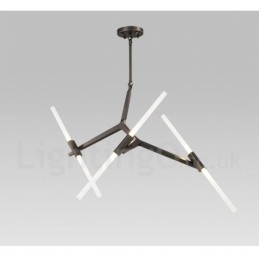 Lustre contemporain moderne à 6 lumières à 2 niveaux (noir doré)