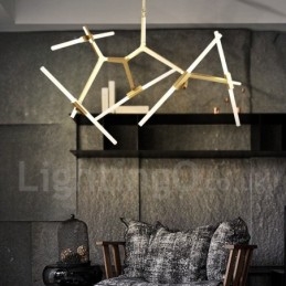 Lustre contemporain moderne à 10 lumières (noir doré)