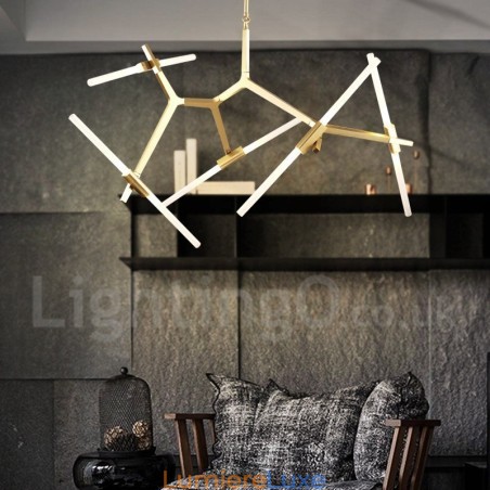 Lustre contemporain moderne à 10 lumières (noir doré)