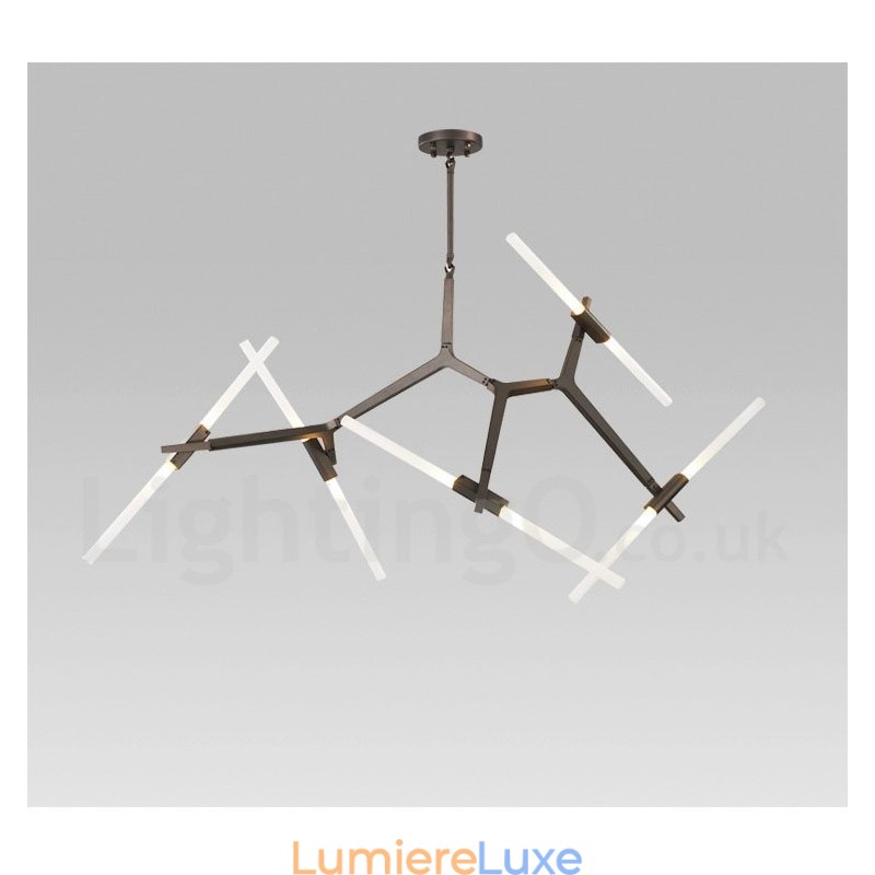 Lustre contemporain moderne à 10 lumières (noir doré)