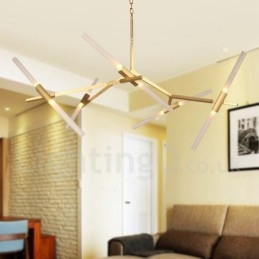 Lustre contemporain moderne à 10 lumières (noir doré)