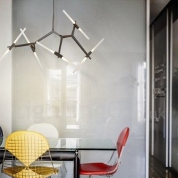 Lustre contemporain moderne à 10 lumières (noir doré)