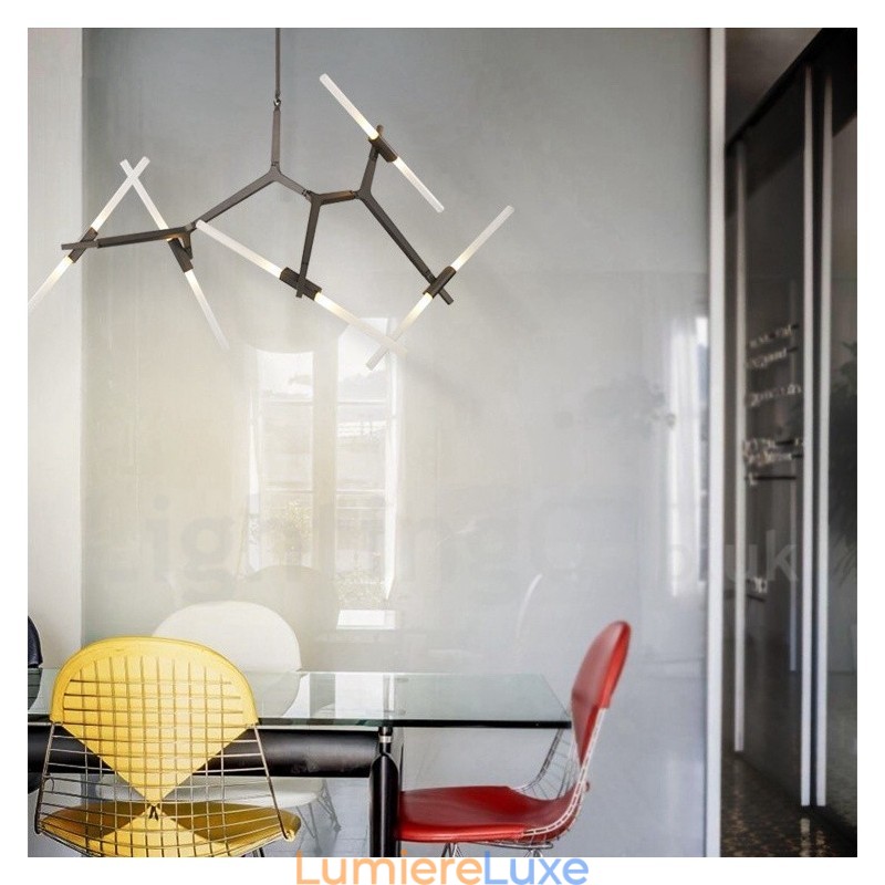 Lustre contemporain moderne à 10 lumières (noir doré)