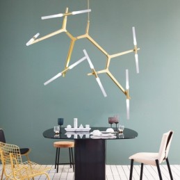 Lustre contemporain moderne à 12 lumières (noir doré)