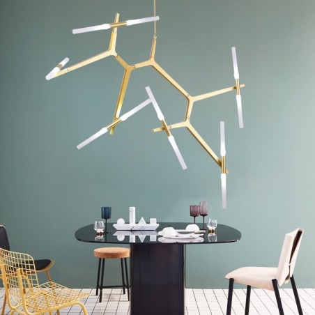 Lustre contemporain moderne à 12 lumières (noir doré) Lustre contemporain moderne à 12 lumières (noir doré)