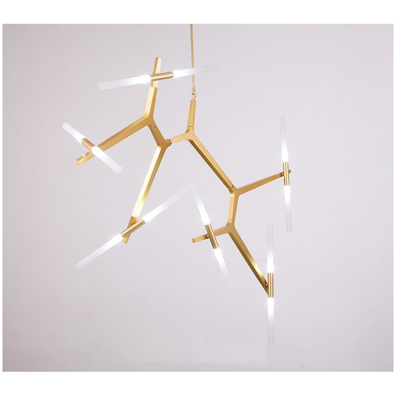 Lustre contemporain moderne à 12 lumières (noir doré)