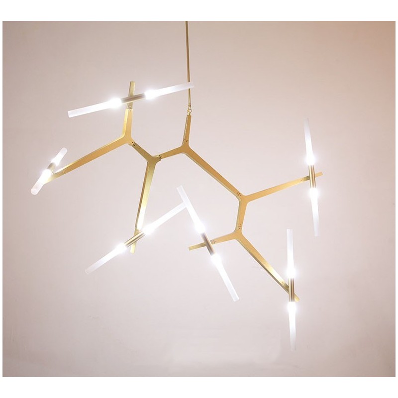 Lustre contemporain moderne à 12 lumières (noir doré)