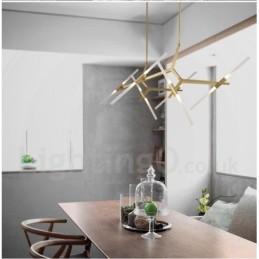 Lustre contemporain moderne à 12 lumières (noir doré)